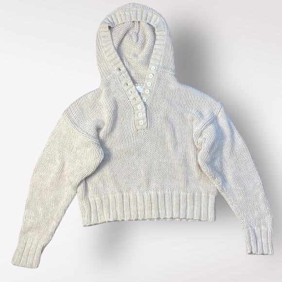 Soft Surroundings Beige Chunky Heavy Knit Hoodie Sweater Size‎ M - Picture 1 of 8